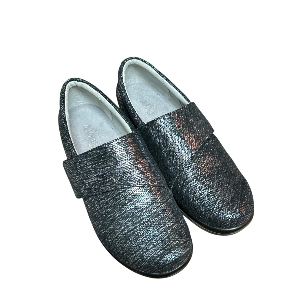 Alegria LAU-853 Lauryn Blue Metallic Leather Comfort Shoes Size 39 US 8 Nursing